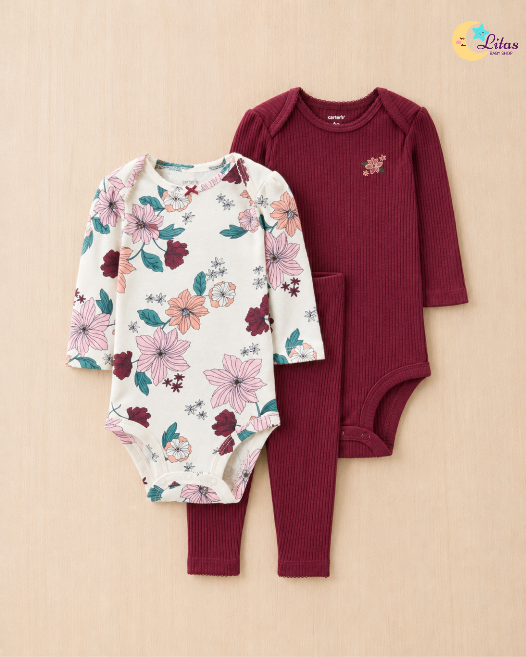 💕 Carter’s Baby Girl 9-Piece Bundle – Hearts, Polka Dots & Florals