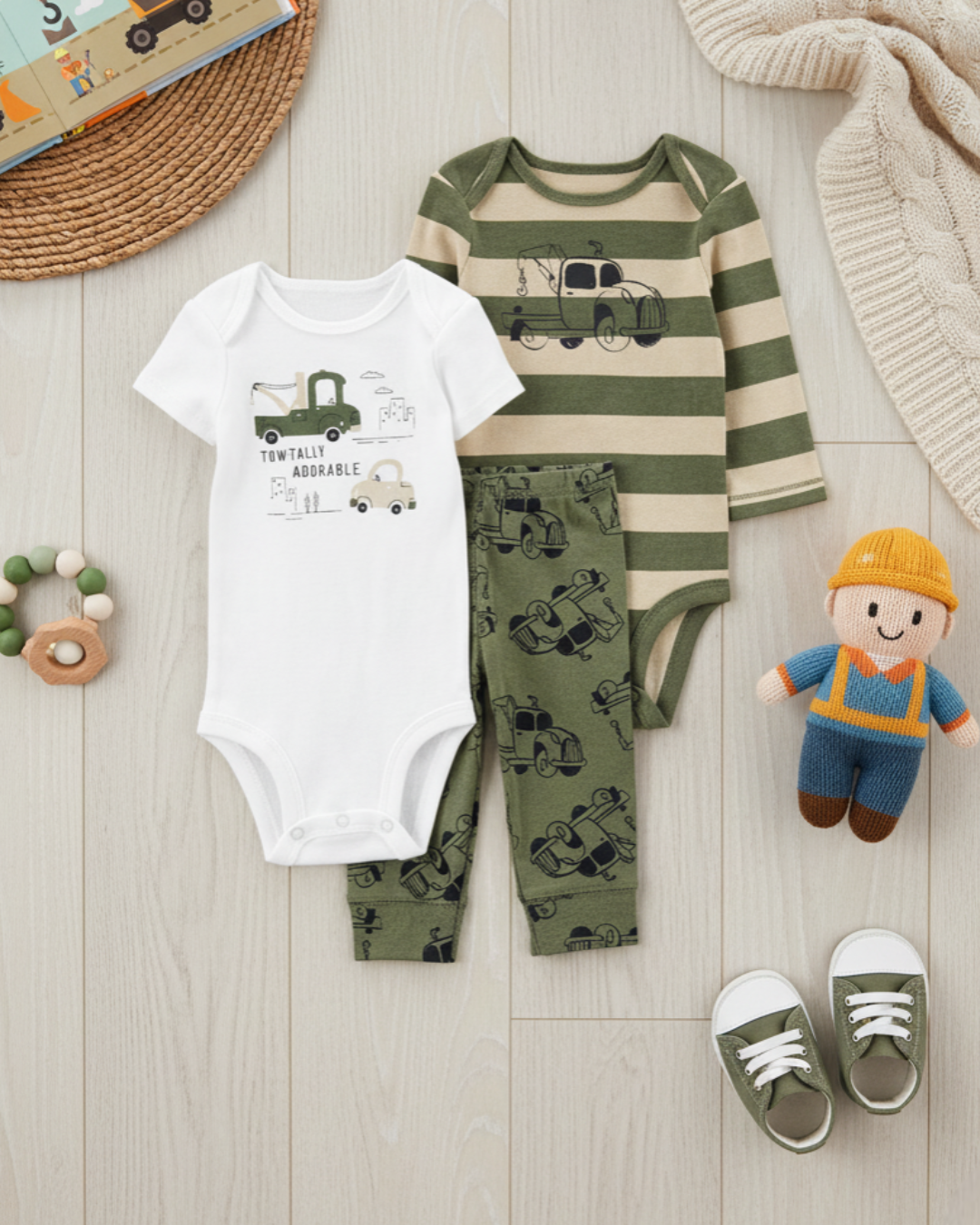 💙 Baby Boy "Dino & Tow" All-Carter’s Value Pack – 7-Piece Boutique Collection