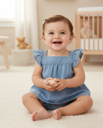 🦋 Carter’s Baby Girl 3-Piece Butterfly Garden Denim Set – Yellow & Indigo