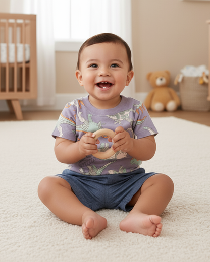 🦖 Carter’s Baby Boy 3-Piece "Dino Discovery" Summer Set – Grey & Orange
