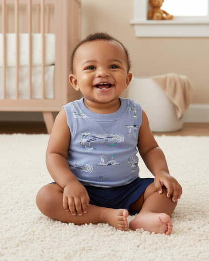 🏖️ Carter’s Baby Boy 3-Piece Beach Days Summer Set – Periwinkle & Navy