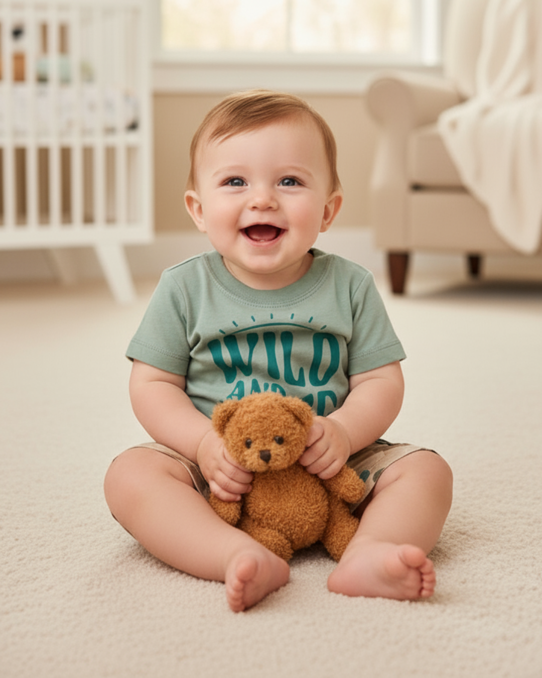 🌿 Carter’s Baby Boy 3-Piece "Wild and Free" Summer Set – Sage, Grey & Camo
