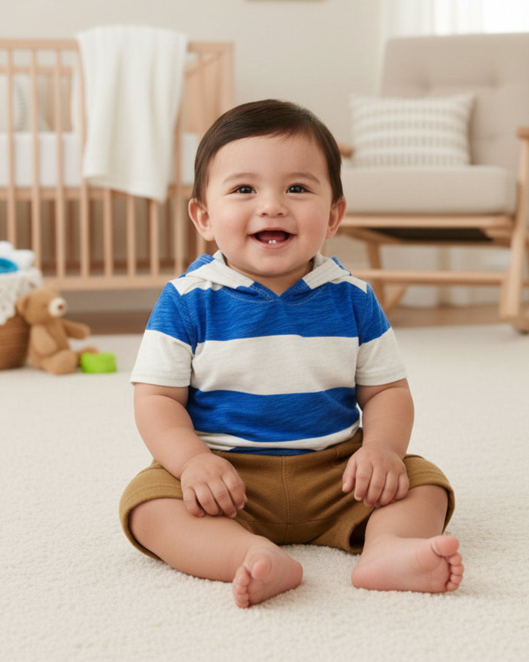 💙 Carter’s Baby Boy 3-Piece "Hey Buddy" Summer Set – Royal Blue & Camel