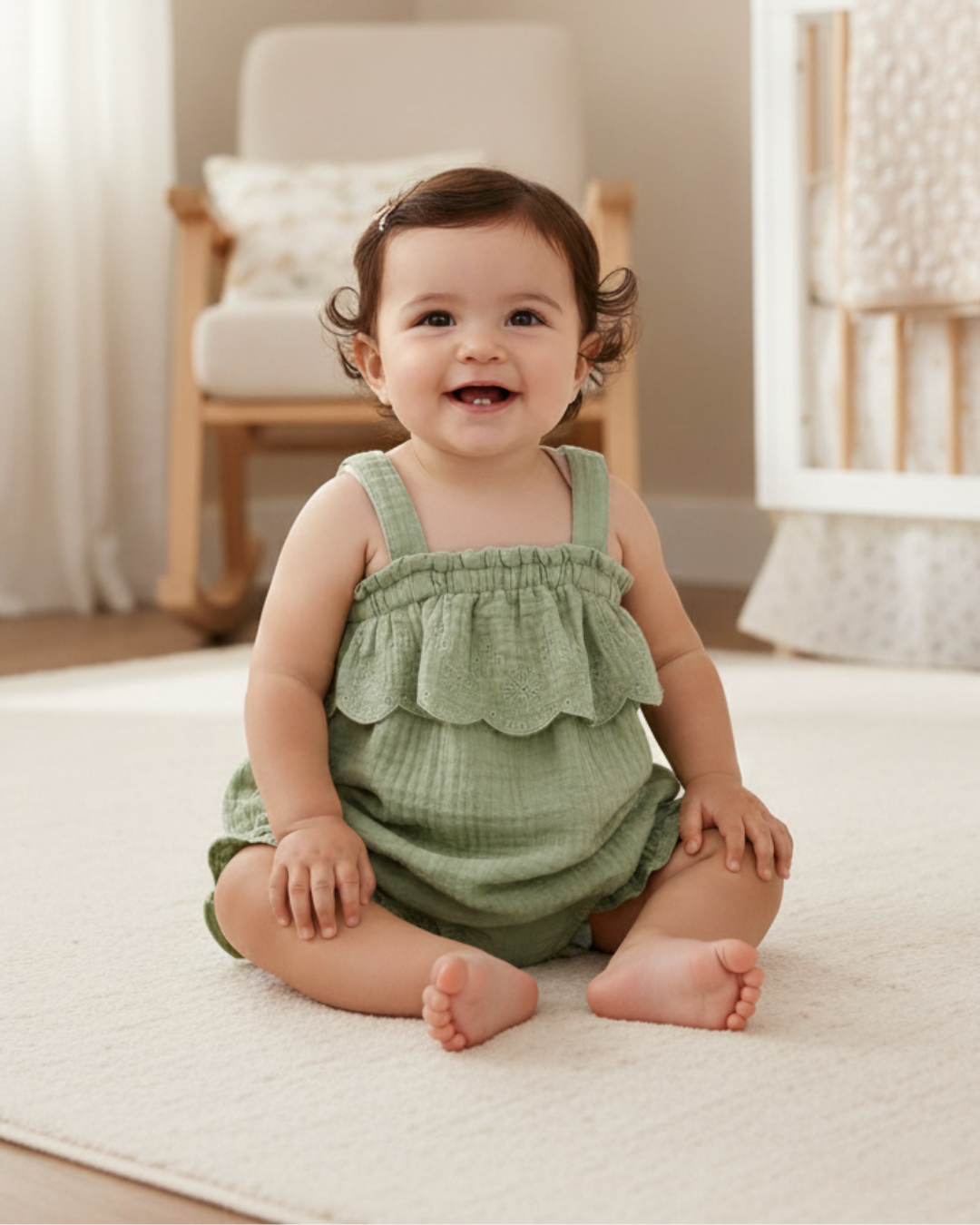 🌿 Carter’s Baby Girl 3-Piece Sage Garden Eyelet Summer Set