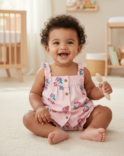 🌸 Carter’s Baby Girl 3-Piece Floral Fields Summer Set – Pink & Purple