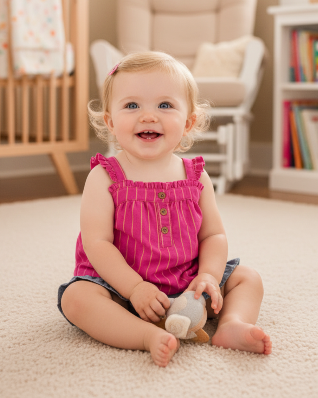 ☀️ Carter’s Baby Girl 3-Piece Sunny Days Summer Set – Magenta Stripes & Denim