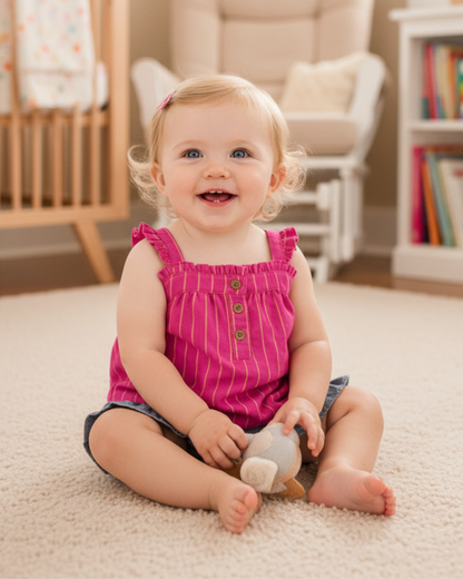 ☀️ Carter’s Baby Girl 3-Piece Sunny Days Summer Set – Magenta Stripes & Denim