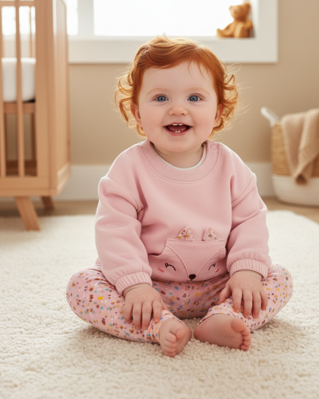 🌸 Carter’s Baby Girl 3-Piece "Sweet Fox" Pullover Set – Pink & Floral
