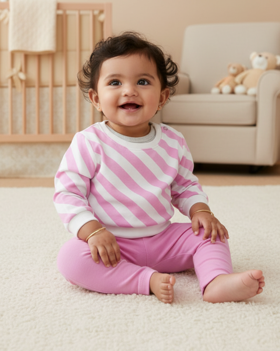 🌸 Carter’s Baby Girl 3-Piece "Lila Stripes" Pullover Set – Lavender & Grey