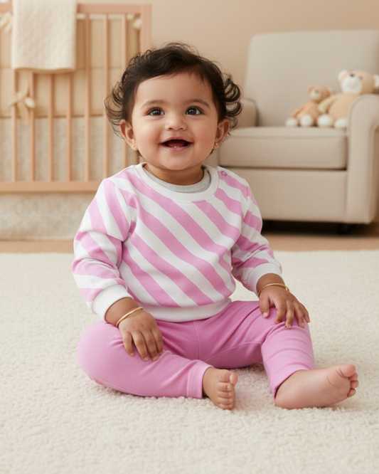 🌸 Carter’s Baby Girl 3-Piece "Lila Stripes" Pullover Set – Lavender & Grey