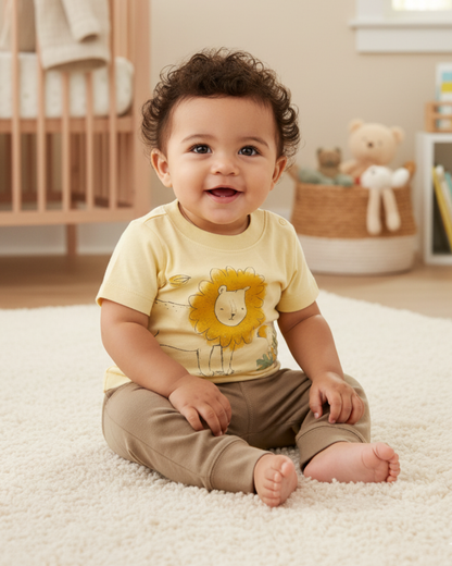 🦁 Carter’s Baby Boy 3-Piece "King of the Jungle" Set – Mustard & Mint