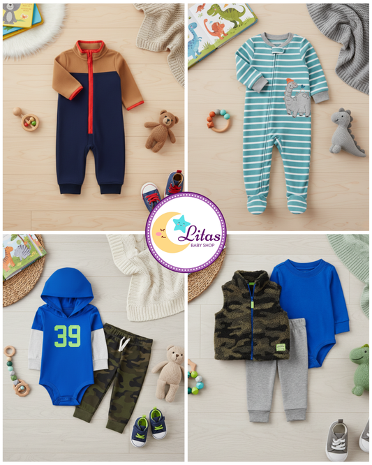 💙 Baby Boy "Adventure Ready" Value Pack – 7-Piece Carter’s & Boutique Collection