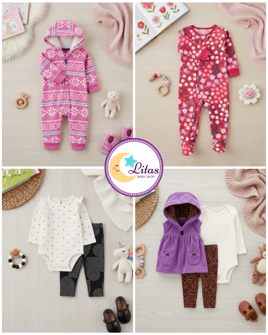 🌸 Baby Girl "Cozy Nordic" All-Carter’s Value Pack – 7-Piece Boutique Collection
