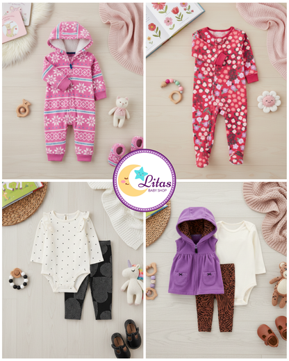 🌸 Baby Girl "Cozy Nordic" All-Carter’s Value Pack – 7-Piece Boutique Collection