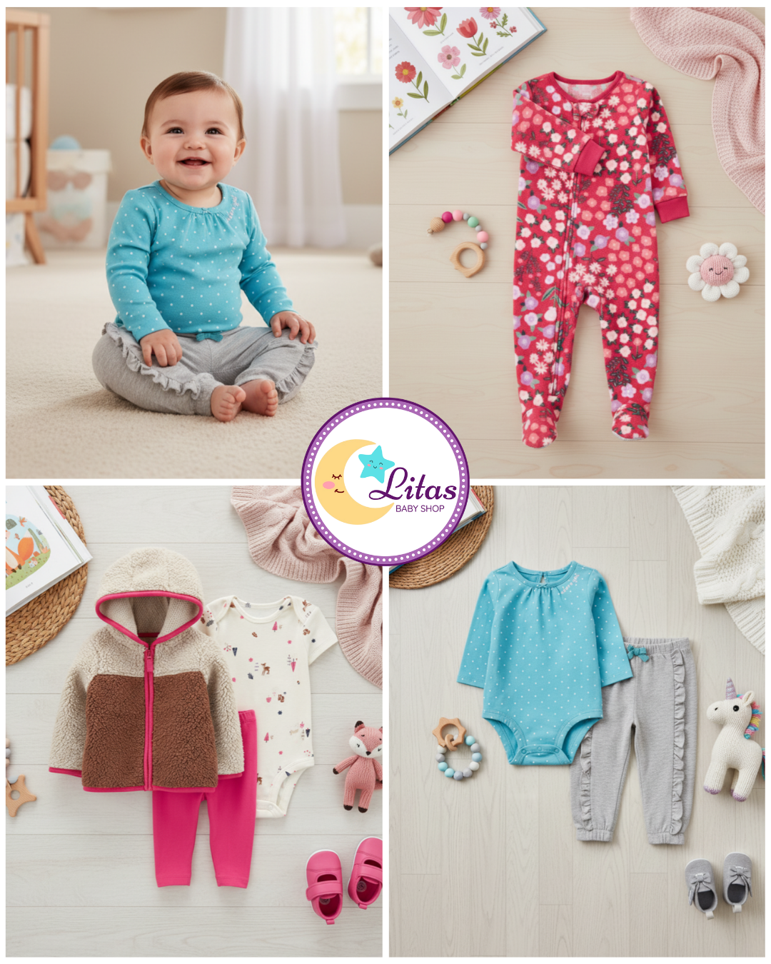 🌸 Baby Girl "Sherpa Sweetheart" All-Carter’s Value Pack – 6-Piece Boutique Collection