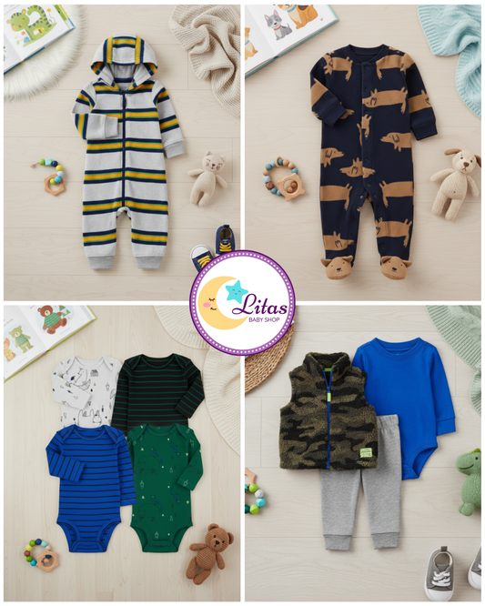💙 Baby Boy "Dachshund & Dino" All-Carter’s Value Pack – 9-Piece Boutique Collection