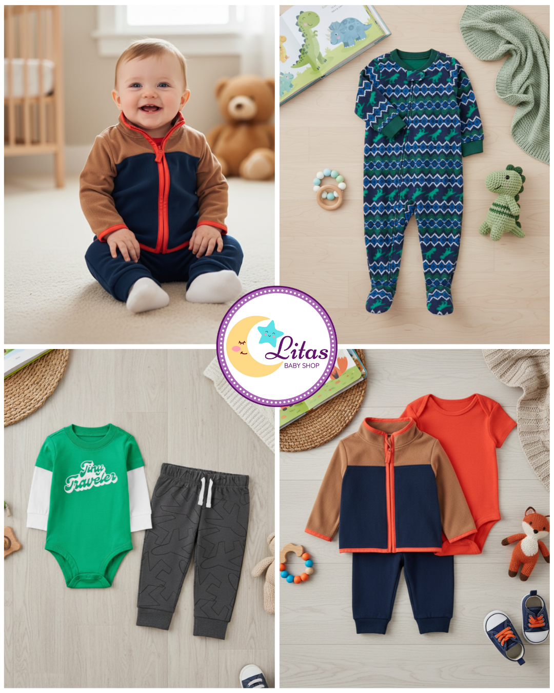💙 Baby Boy "Arctic Dino" All-Carter’s Value Pack – 6-Piece Boutique Collection
