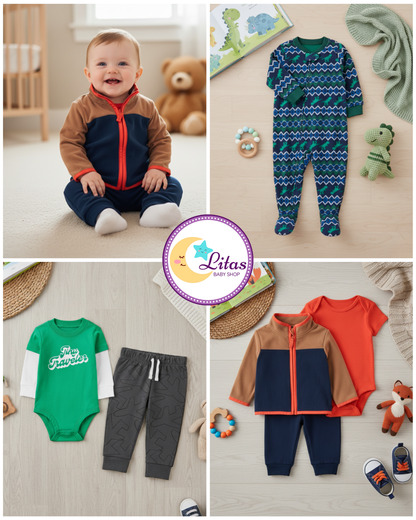 💙 Baby Boy "Arctic Dino" All-Carter’s Value Pack – 6-Piece Boutique Collection