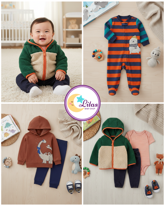 💙 Baby Boy "Winter Dino & Seal" All-Carter’s Value Pack – 6-Piece Boutique Collection