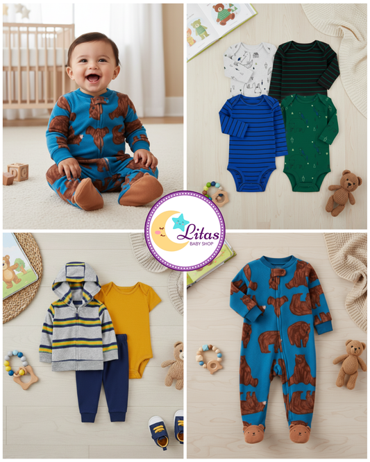 💙 Baby Boy "Big Bear" All-Carter’s Value Pack – 8-Piece Boutique Collection