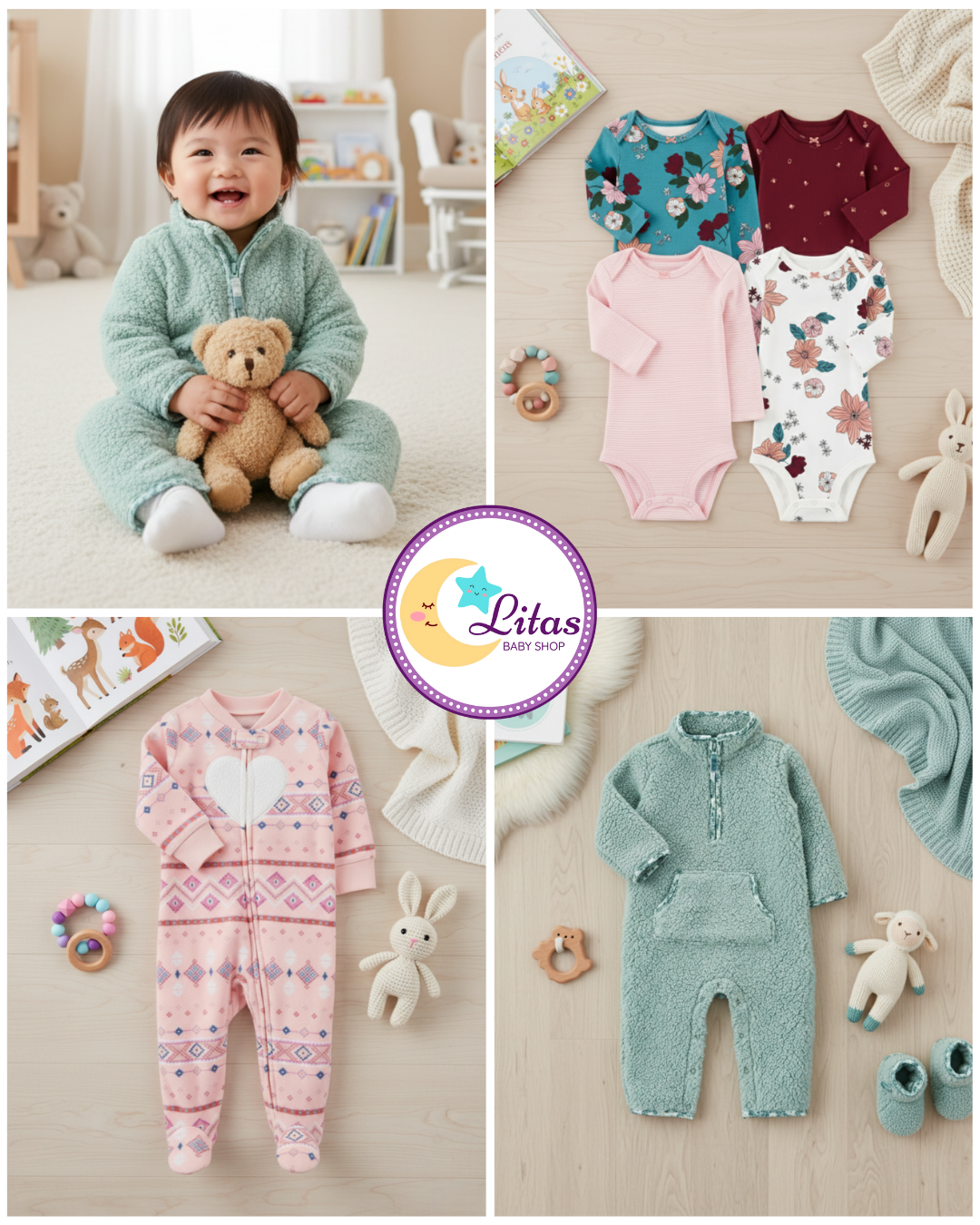 🌸 Baby Girl "Sage & Blossom" All-Carter’s Value Pack – 6-Piece Boutique Collection