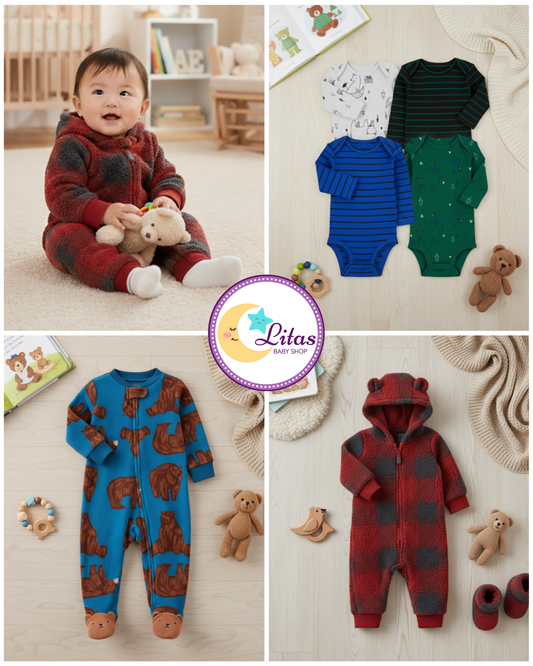 💙 Baby Boy "Lumberjack & Bear" All-Carter’s Value Pack – 8-Piece Boutique Collection