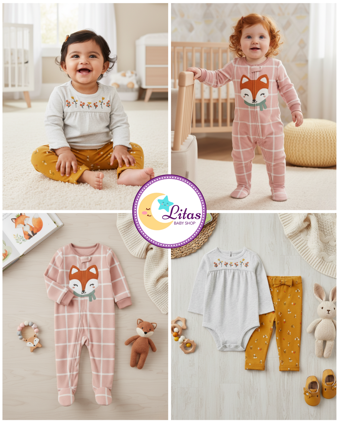 🌸 Baby Girl "Autumn Fox" All-Carter’s Value Pack – 3-Piece Boutique Collection