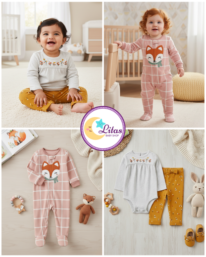 🌸 Baby Girl "Autumn Fox" All-Carter’s Value Pack – 3-Piece Boutique Collection