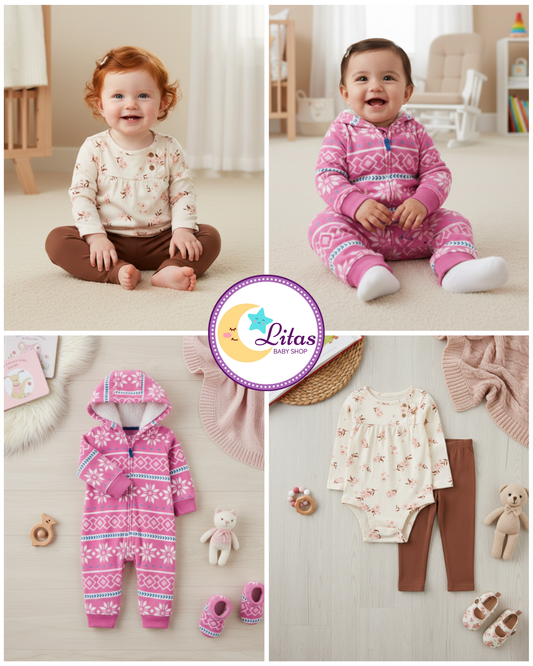 🌸 Baby Girl "Winter Blossom" All-Carter’s Value Pack – 3-Piece Boutique Collection
