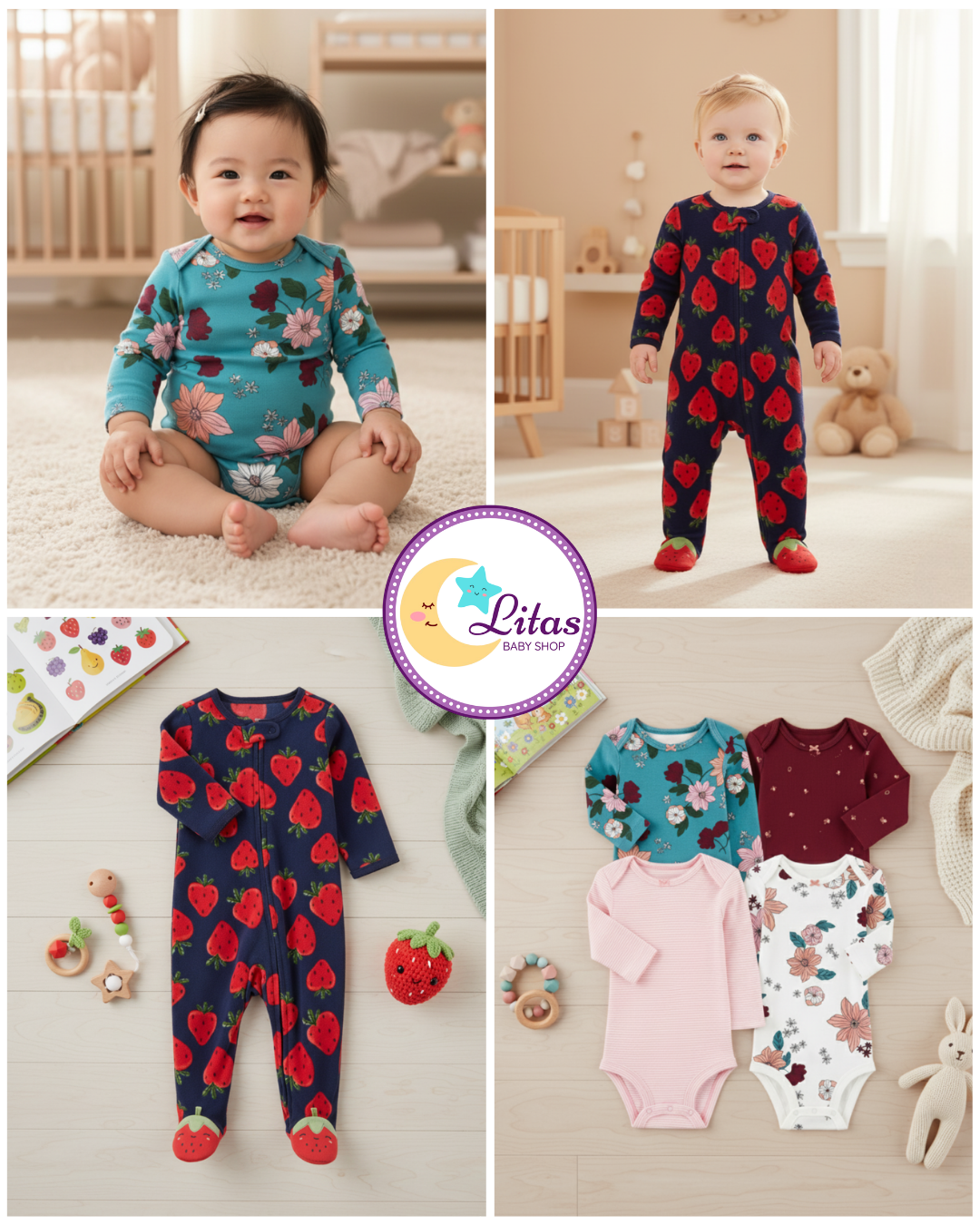 🌸 Baby Girl "Strawberry Fields" All-Carter’s Value Pack – 5-Piece Boutique Collection