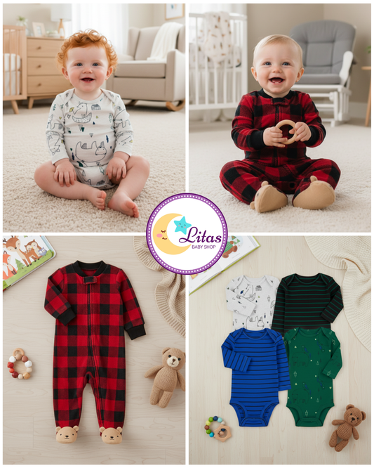 💙 Baby Boy "Buffalo Bear" All-Carter’s Value Pack – 5-Piece Boutique Collection
