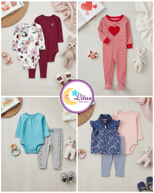🌸 Baby Girl "Floral Heart" All-Carter’s Value Pack – 9-Piece Boutique Mega Collection
