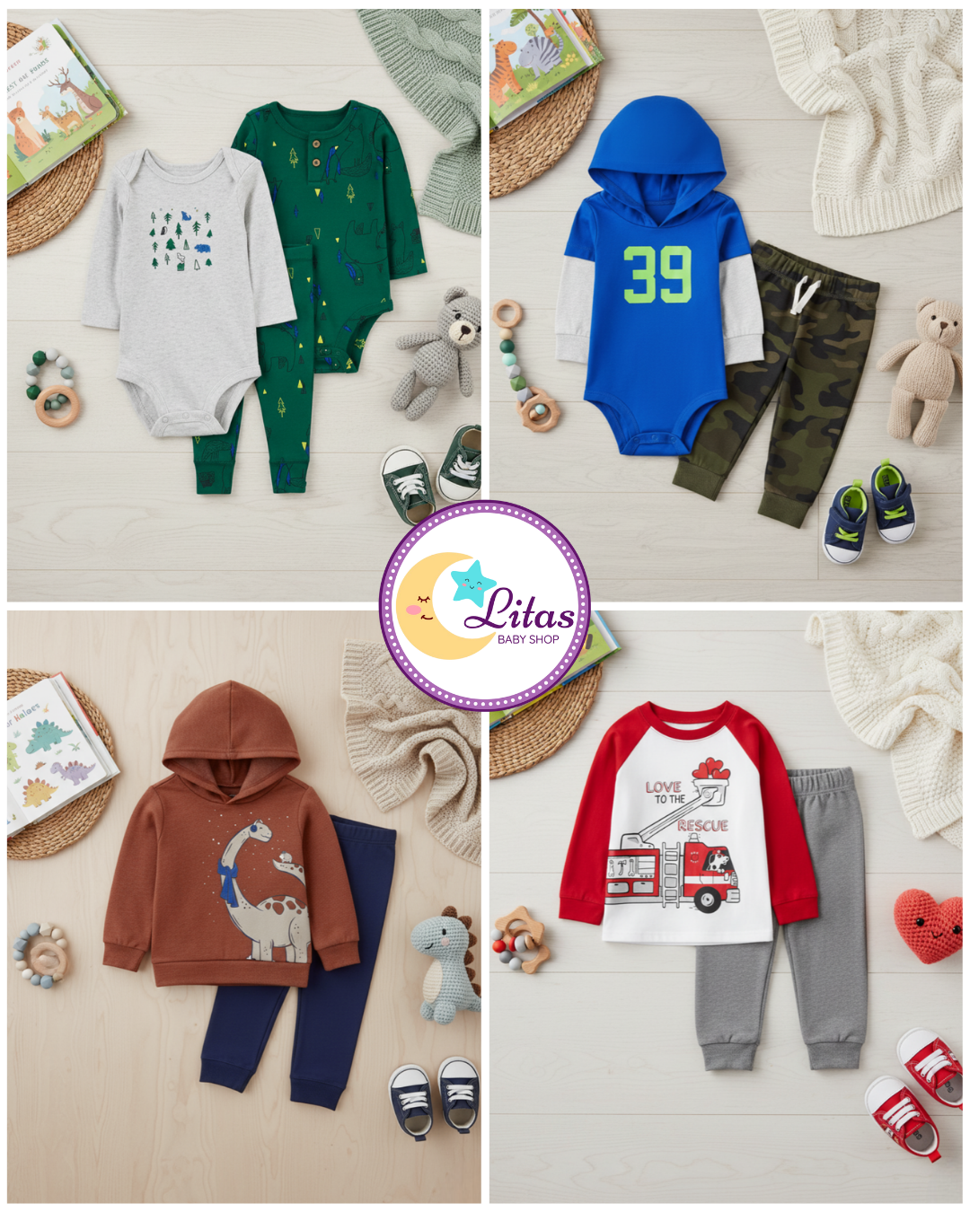 💙 Baby Boy "Rescue & Dino" All-Carter’s Value Pack – 9-Piece Boutique Mega Collection