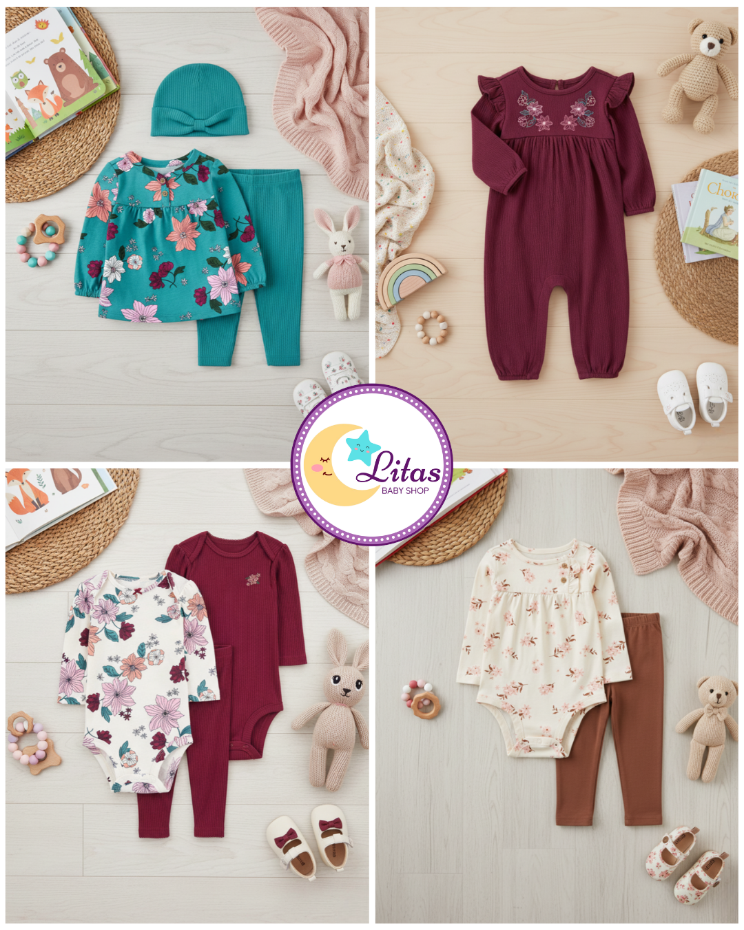 🌸 Baby Girl "Berry Sweet" All-Carter’s Value Pack – 9-Piece Boutique Mega Collection
