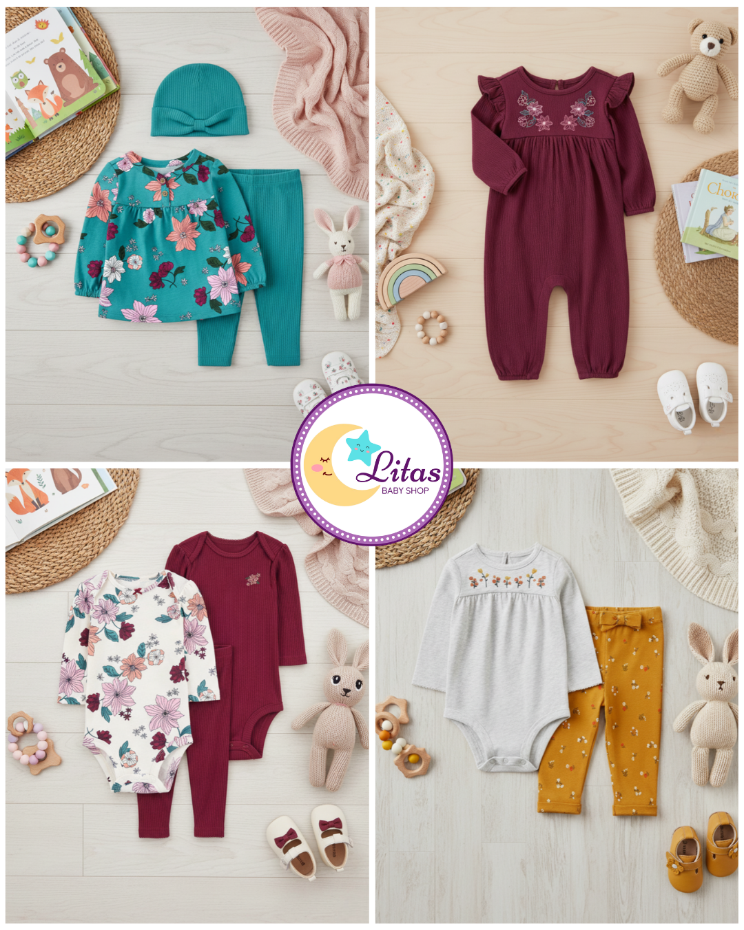 🌸 Baby Girl "Floral Berry" All-Carter’s Value Pack – 9-Piece Boutique Mega Collection