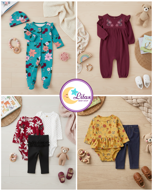 🌸 Baby Girl "Golden Wildflower" All-Carter’s Value Pack – 8-Piece Boutique Mega Collection