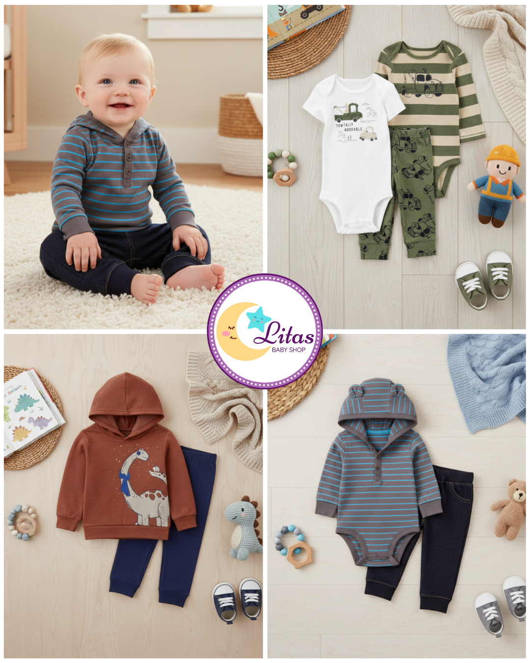 💙 Baby Boy "Little Mechanic" All-Carter’s Value Pack – 7-Piece Boutique Collection