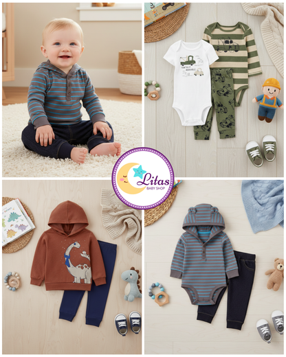 💙 Baby Boy "Little Mechanic" All-Carter’s Value Pack – 7-Piece Boutique Collection