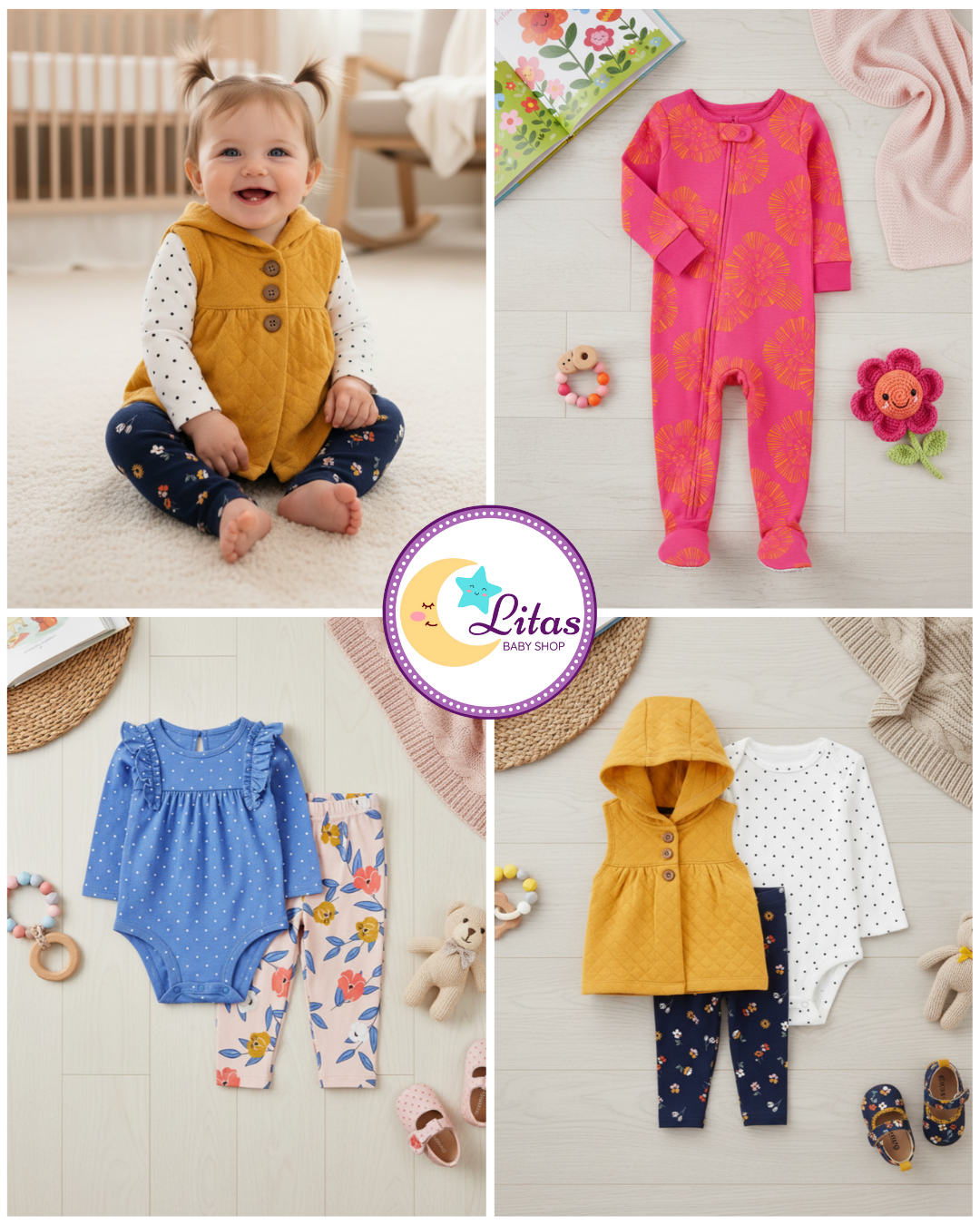 🌸 Baby Girl "Sunny Garden" All-Carter’s Value Pack – 6-Piece Boutique Collection