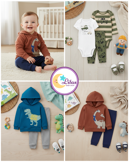 💙 Baby Boy "Dino & Tow" All-Carter’s Value Pack – 7-Piece Boutique Collection